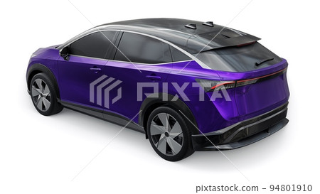 violet electric SUV car of the new generation on a white background. 3d rendering. violet electric SUV car of the new generation on a white background. 3d rendering. 94801910