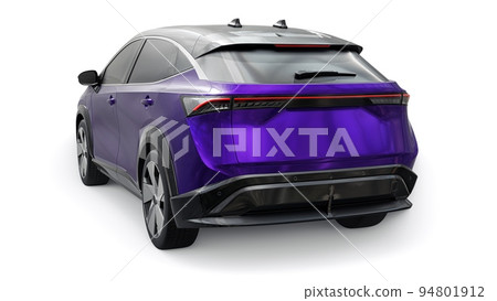 violet electric SUV car of the new generation on a white background. 3d rendering. violet electric SUV car of the new generation on a white background. 3d rendering. 94801912