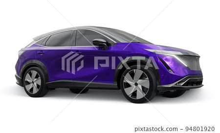 violet electric SUV car of the new generation on a white background. 3d rendering. violet electric SUV car of the new generation on a white background. 3d rendering. 94801920
