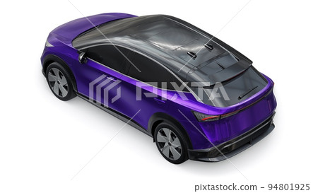 violet electric SUV car of the new generation on a white background. 3d rendering. violet electric SUV car of the new generation on a white background. 3d rendering. 94801925
