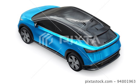 Blue electric SUV car of the new generation on a white background. 3d rendering. Blue electric SUV car of the new generation on a white background. 3d rendering. 94801963