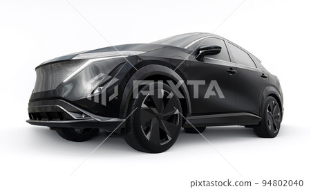 Black electric SUV car of the new generation on a white background. 3d rendering. 94802040
