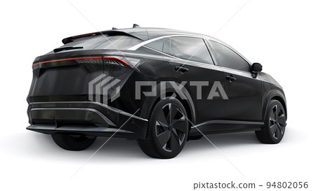 Black electric SUV car of the new generation on a white background. 3d rendering. Black electric SUV car of the new generation on a white background. 3d rendering. 94802056
