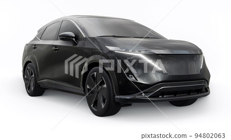 Black electric SUV car of the new generation on a white background. 3d rendering. 94802063