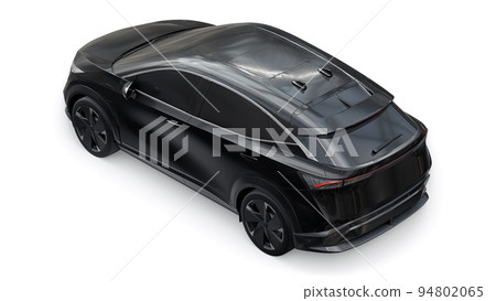 Black electric SUV car of the new generation on a white background. 3d rendering. Black electric SUV car of the new generation on a white background. 3d rendering. 94802065