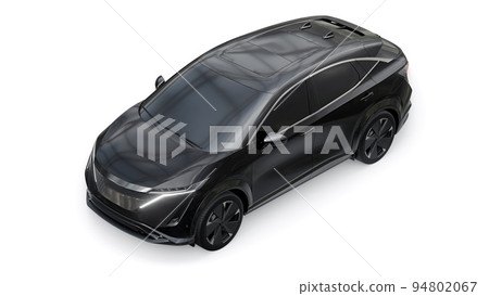 Black electric SUV car of the new generation on a white background. 3d rendering. Black electric SUV car of the new generation on a white background. 3d rendering. 94802067