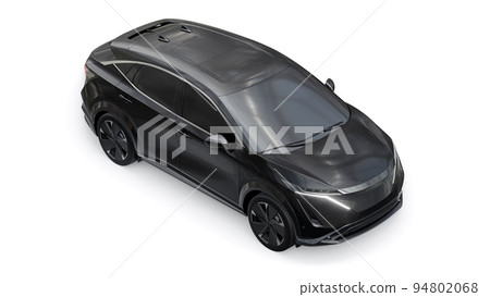 Black electric SUV car of the new generation on a white background. 3d rendering. Black electric SUV car of the new generation on a white background. 3d rendering. 94802068