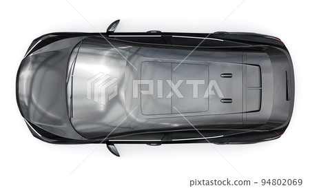 Black electric SUV car of the new generation on a white background. 3d rendering. Black electric SUV car of the new generation on a white background. 3d rendering. 94802069