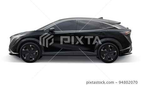 Black electric SUV car of the new generation on a white background. 3d rendering. Black electric SUV car of the new generation on a white background. 3d rendering. 94802070