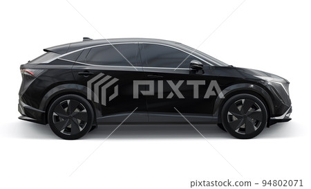 Black electric SUV car of the new generation on a white background. 3d rendering. Black electric SUV car of the new generation on a white background. 3d rendering. 94802071