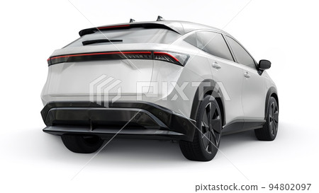 White electric SUV car of the new generation on a white background. 3d rendering. 94802097
