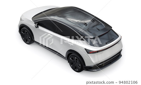 White electric SUV car of the new generation on a white background. 3d rendering. White electric SUV car of the new generation on a white background. 3d rendering. 94802106