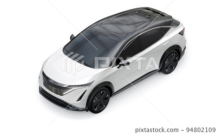 White electric SUV car of the new generation on a white background. 3d rendering. White electric SUV car of the new generation on a white background. 3d rendering. 94802109