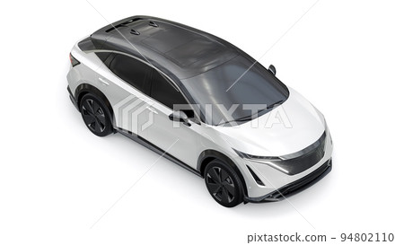 White electric SUV car of the new generation on a white background. 3d rendering. White electric SUV car of the new generation on a white background. 3d rendering. 94802110