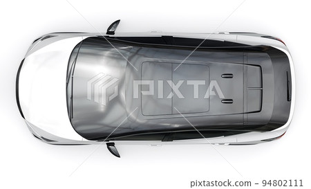 White electric SUV car of the new generation on a white background. 3d rendering. White electric SUV car of the new generation on a white background. 3d rendering. 94802111