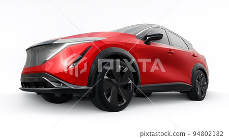 Red electric SUV car of the new generation on a white background. 3d rendering. 94802182
