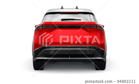 Red electric SUV car of the new generation on a white background. 3d rendering. Red electric SUV car of the new generation on a white background. 3d rendering. 94802211