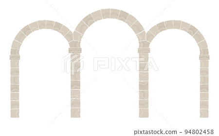 Arch in the wall of beige cut stone 94802458