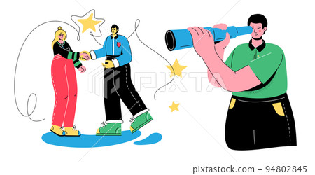 Bright future - colorful flat design style banner with trendy characters 94802845