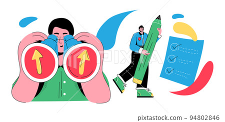 Growth opportunities - colorful flat design style banner with trendy characters 94802846