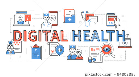 Digital health - line design style modern banner 94802885