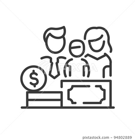 Family budget - vector line design single isolated icon Family budget - vector line design single isolated icon 94802889