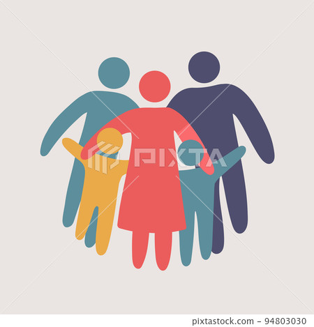 Family silhouettes. Happy family icon multicolored Family silhouettes. Happy family icon multicolored 94803030
