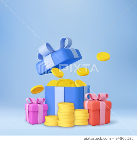 3D open gift box surprise 94803183