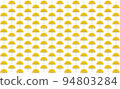 Yellow fan pattern for design work. The yellow fan pattern has a seamless repeating bottom hanging pattern for the design background.  94803284