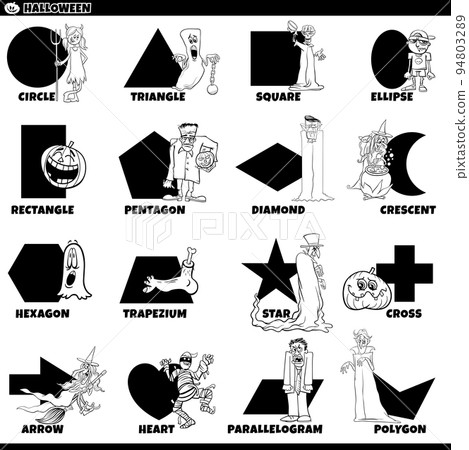 basic geometric shapes with Halloween characters set basic geometric shapes with Halloween characters set 94803289