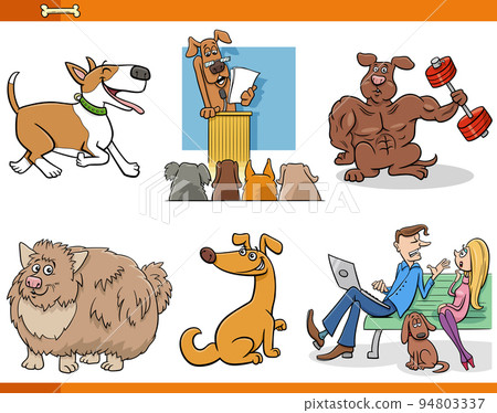 cartoon dogs and people characters set 94803337