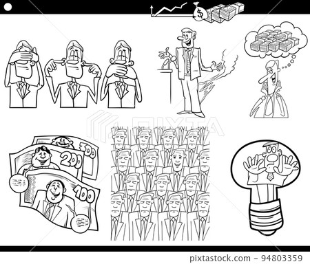 black and white business concepts and people characters set 94803359