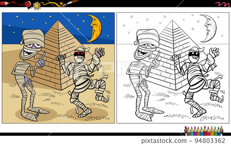 cartoon mummies spooky Halloween characters coloring page cartoon mummies spooky Halloween characters coloring page 94803362