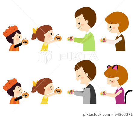 Halloween trick or treat family Halloween trick or treat family 94803371