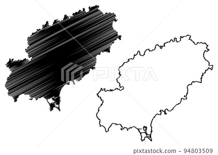 Ibiza island (Kingdom of Spain, Balearic Islands) map vector illustration, scribble sketch Eivissa map Ibiza island (Kingdom of Spain, Balearic Islands) map vector illustration, scribble sketch Eivissa map 94803509