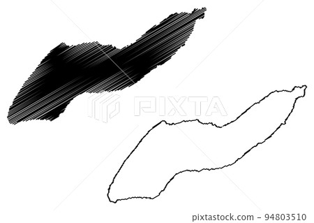 Icaria island (Hellenic Republic, Greece, Aegean Sea) map vector illustration, scribble sketch Ikaria map 94803510