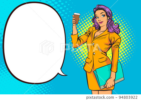 surprised Beautiful young woman show drink beverage coffee 22 94803922