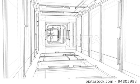 Interior of the space station. Vector 94803988