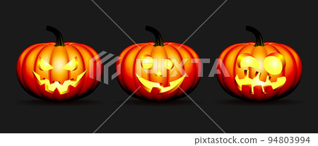 set of Halloween pumpkins in vector with different faces 94803994