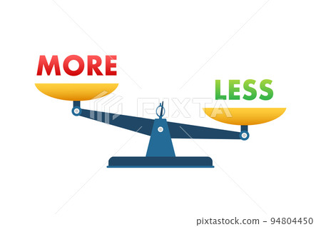 More and less balance on the scale. Balance on scale. Business Concept. vector illustration. More and less balance on the scale. Balance on scale. Business Concept. vector illustration. 94804450
