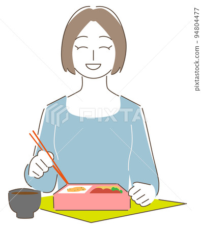 woman eating bento for lunch 94804477