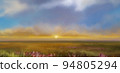 Sunset in steppe background illustration 94805294