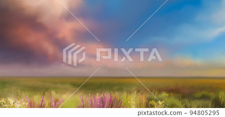 Sunset evening in steppe background illustration Sunset evening in steppe background illustration 94805295