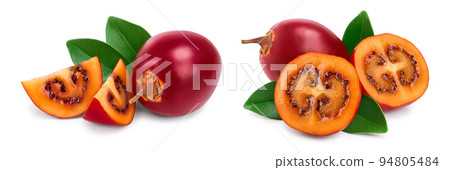 Fresh tamarillo fruit with leaves isolated on white background Fresh tamarillo fruit with leaves isolated on white background 94805484