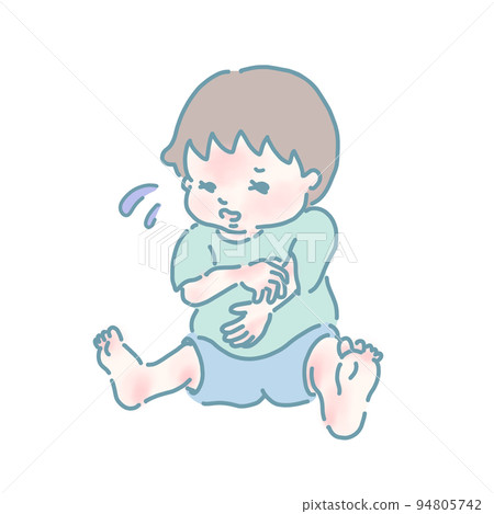 男孩抓特應性(柔和的顏色) 男孩抓特應性(柔和的顏色) 94805742