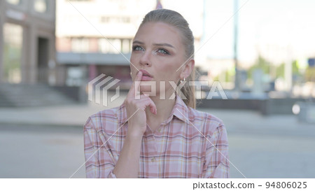 Portrait of Pensive Young Woman Thinking Outdoor Portrait of Pensive Young Woman Thinking Outdoor 94806025