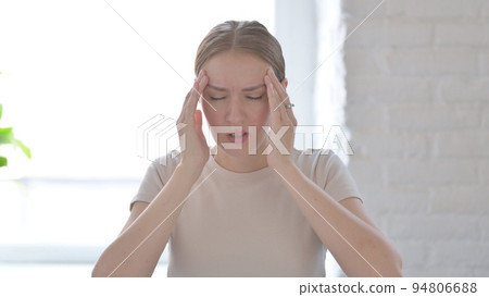 Portrait of Tired Woman with Headache, Migraine Portrait of Tired Woman with Headache, Migraine 94806688