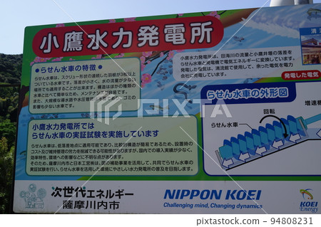 Demonstration test plant for spiral water turbine power generation Kodaka, Satsumasendai City 94808231
