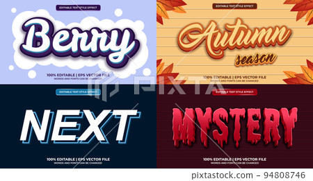 Bundle of editable text effect design vector. Set of editable text effect design. Modern editable text effect vector design Bundle of editable text effect design vector. Set of editable text effect design. Modern editable text effect vector design 94808746