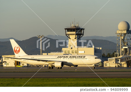 Asahikawa Airport at dusk Airplane taxiing Asahikawa City, Hokkaido (Higashi Kagura) 94809999